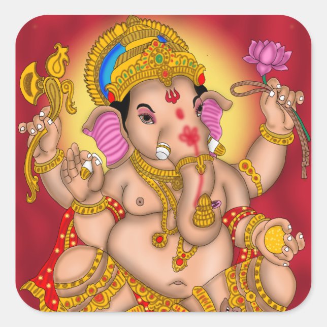 Adesivo Quadrado Lord Ganesha Sticker (Frente)