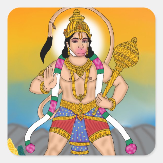 Adesivo Quadrado Lord Hanuman Sticker (Frente)