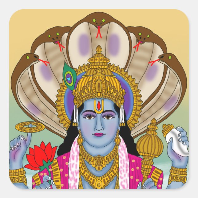 Adesivo Quadrado Lord Vishnu Stickers (Frente)