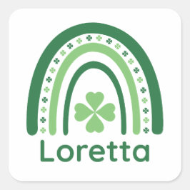 Adesivo Quadrado Loretta Name Clover Boho Rainbow