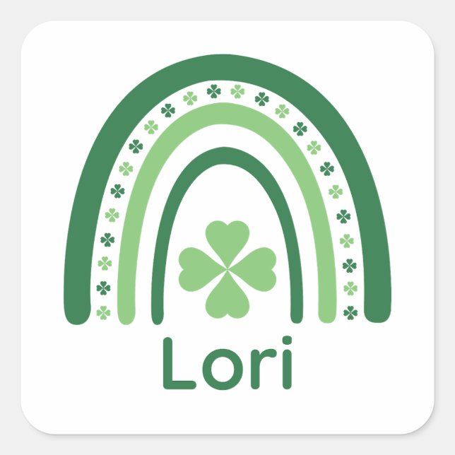 Adesivo Quadrado Lori Name Clover Boho Rainbow (Frente)