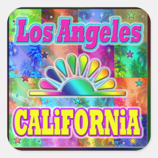 Adesivo Quadrado Los Angeles CA Sun & Palms Sticker