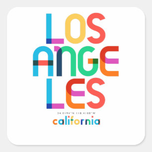 Adesivo Quadrado Los Angeles Califórnia Meados do Século, Arte Pop,