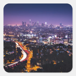 Adesivo Quadrado Los Angeles, Califórnia Skyline à noite