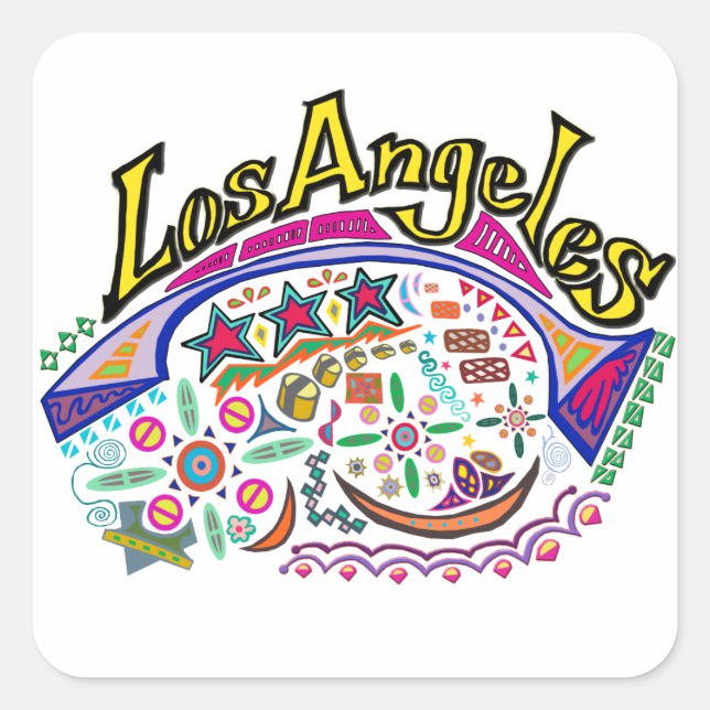 Adesivo Quadrado "Los Angeles Playful" Stickers (Frente)