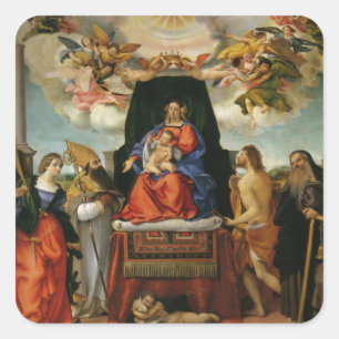 Adesivo Quadrado Loto Madonna de Lorenzo com anjos & santos