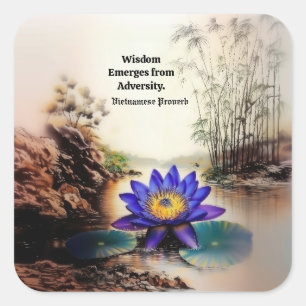 Adesivo Quadrado Lotus Azul Emergindo das Águas Mortas (Vietnamita)