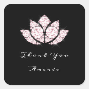 Adesivo Quadrado Lotus Black White Diamond Bridal 16º Obrigado Ros