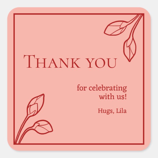 Adesivo Quadrado Lotus Buds Personalizados Party Stickers (Frente)