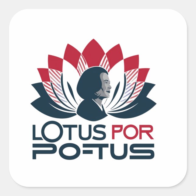Adesivo Quadrado Lotus para POTUS Kamala Harris 2024 (Frente)