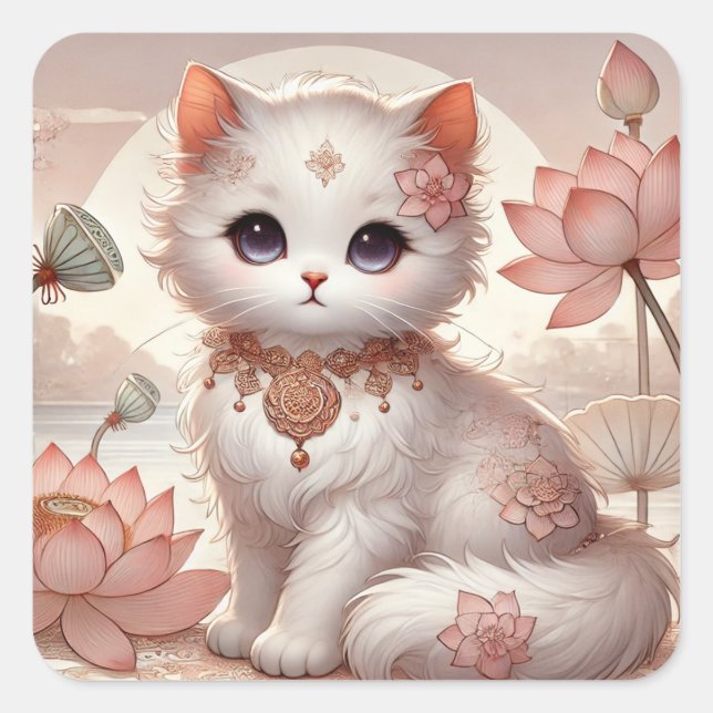 Adesivo Quadrado Lotus Princess Cat (Frente)