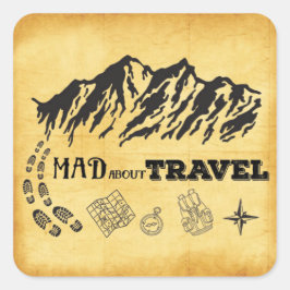 Adesivo Quadrado Louco sobre viagem retro Vintage Sticker