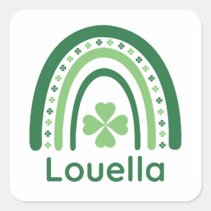 Adesivo Quadrado Louella Nome Clover Boho Arco-íris