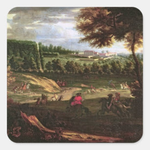 Adesivo Quadrado Louis XIV que caçam em margoso com uma vista