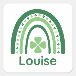 Adesivo Quadrado Louise Nome Clover Boho Arco-íris