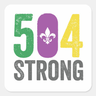 Adesivo Quadrado Louisiana Strong 504 NOLA Forte Mardi Gras