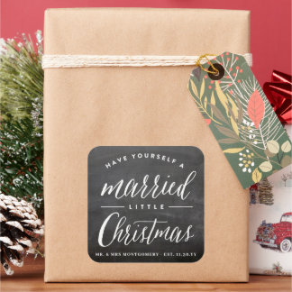 Adesivo Quadrado Lousa Preta Casada Pequeno Natal Feriado