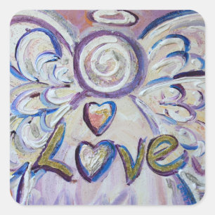 Adesivo Quadrado Love Angel Inspirational Word Art Deckers