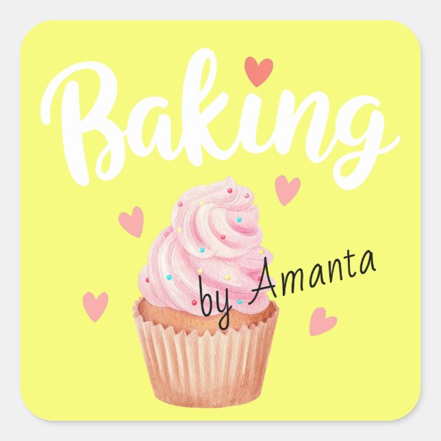 Adesivo Quadrado Love Baking Sticker (Frente)