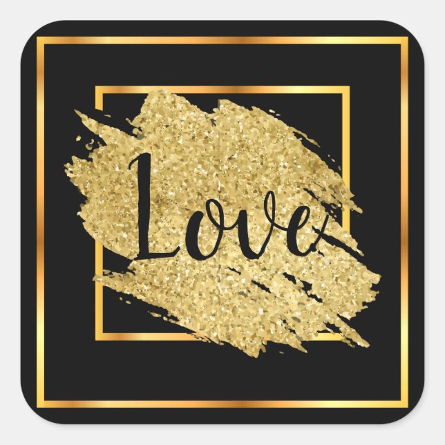 Adesivo Quadrado Love Black Dourada Royal Design (Frente)