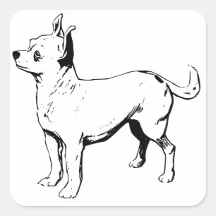 Adesivo Quadrado Love Chihuahua Puppy Dog Saudando Stickers
