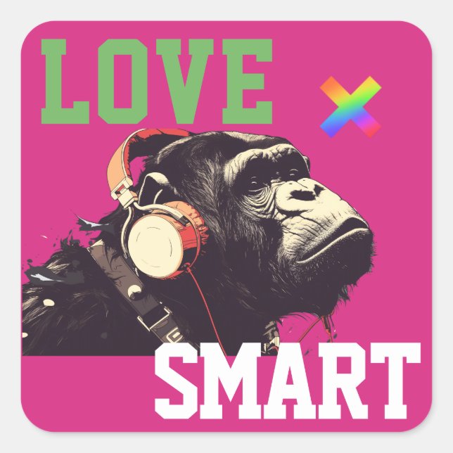 Adesivo Quadrado LOVE × CHIMPANZEE  - Custom (Frente)