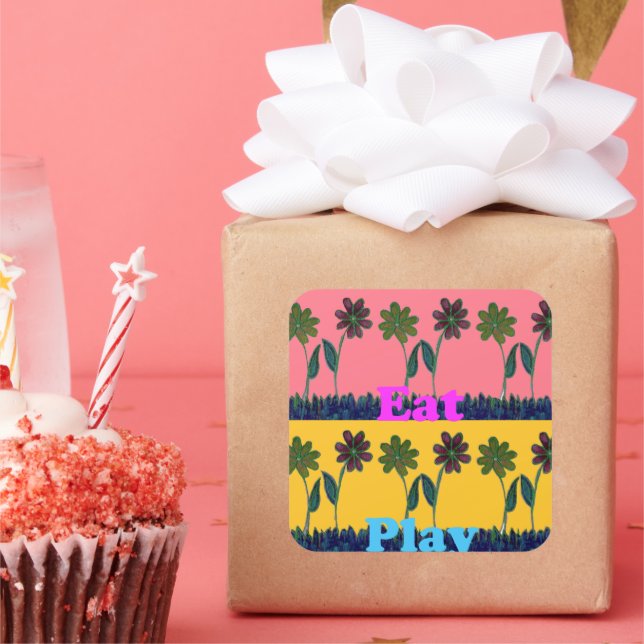 Adesivo Quadrado Love Comer Play Art Impressão (Festa)