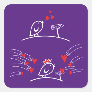 Adesivo Quadrado LOVE ECHO - Comic Birds Tweetlercools 2