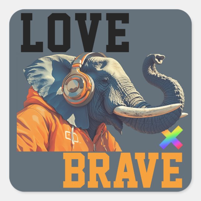 Adesivo Quadrado LOVE × ELEPHANTS - Custom (Frente)