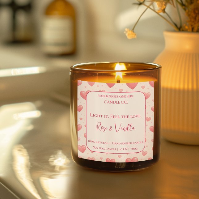 Adesivo Quadrado Love Glow Valentine – Romantic Love Candle Label (Criador carregado)