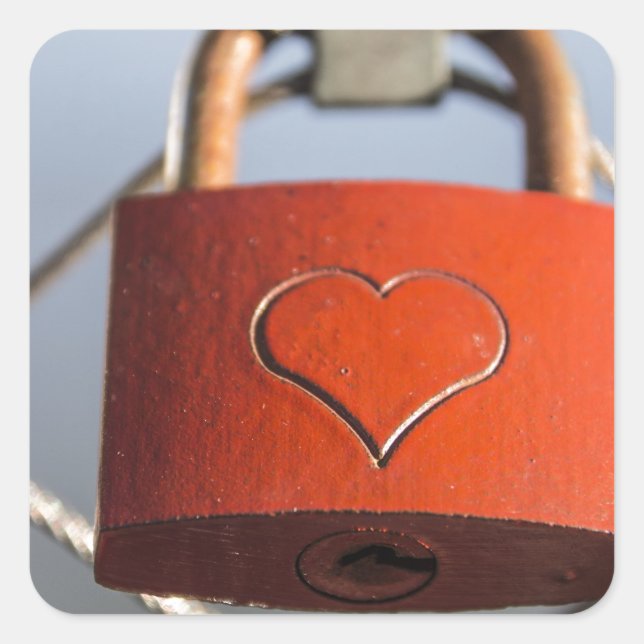 Adesivo Quadrado Love Heart Padlock (Frente)
