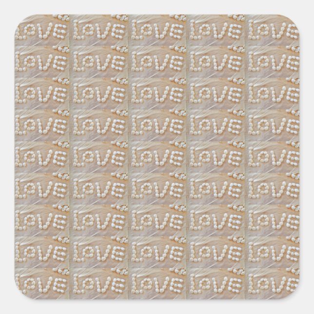 Adesivo Quadrado Love Heart Sea Shell Beach Hearts Seashells Summer (Frente)
