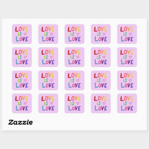 Adesivo Quadrado LOVE IS LOVE Rainbow Handlettering Set of of
