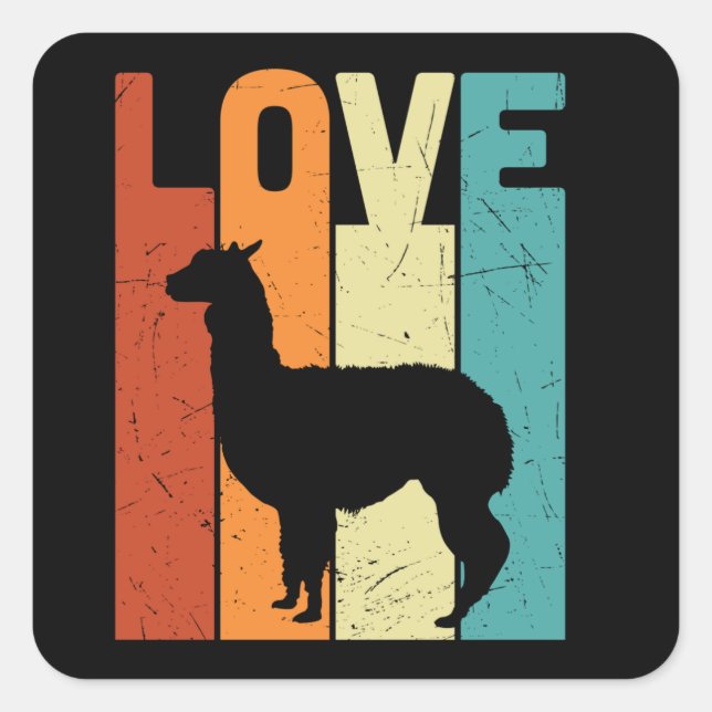 Adesivo Quadrado Love Llama Alpaca (Frente)