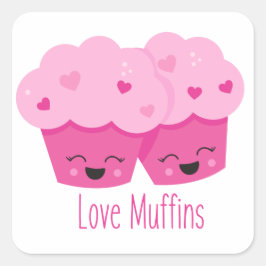 Adesivo Quadrado Love Muffins, ganhador de diversão de arte