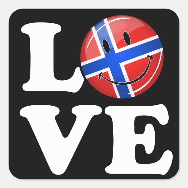 Adesivo Quadrado Love Norway Smiling Flag (Frente)