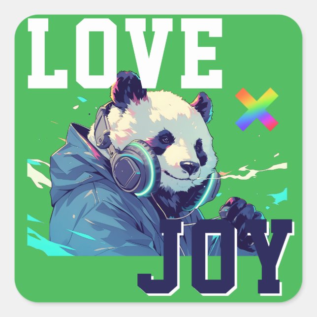 Adesivo Quadrado LOVE × PANDA - Custom (Frente)