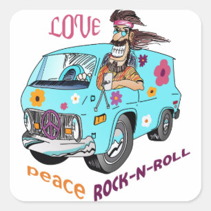 Adesivo Quadrado Love Peace Rock N Roll