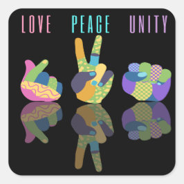 Adesivo Quadrado Love Peace Unity Hand Sign