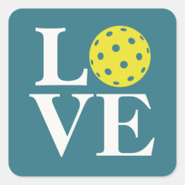 Adesivo Quadrado "LOVE" Pickleball Azul Teal