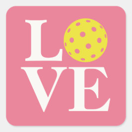 Adesivo Quadrado "LOVE" Pickleball Bubblegum Rosa