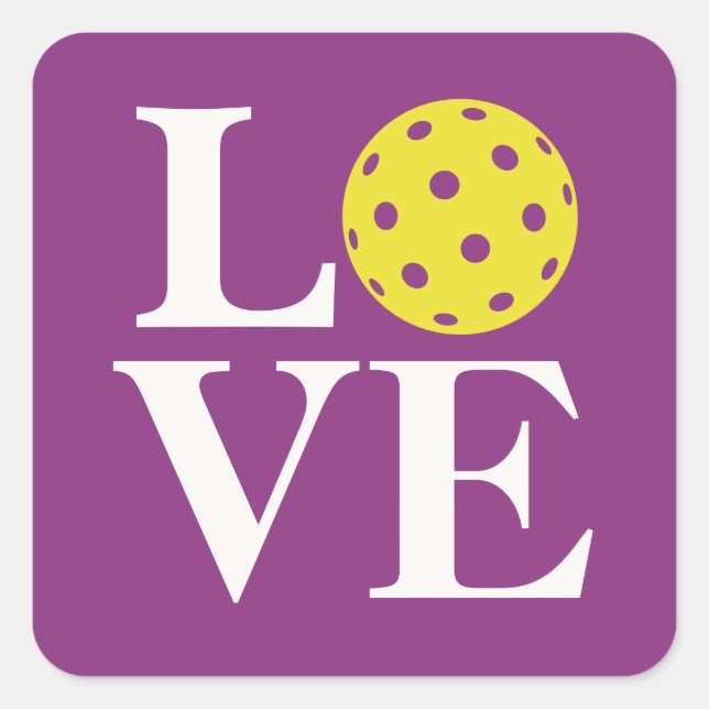 Adesivo Quadrado "LOVE" Pickleball Framboesa Roxo (Frente)