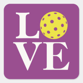 Adesivo Quadrado "LOVE" Pickleball Framboesa Roxo