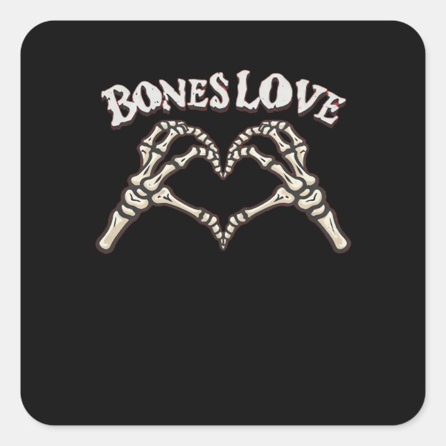 Adesivo Quadrado Love Skeleton Hand Classic (Frente)