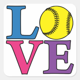 Adesivo Quadrado LOVE Softball