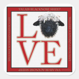 Adesivo Quadrado Love Valais Blacknose Sheep Square Stickers