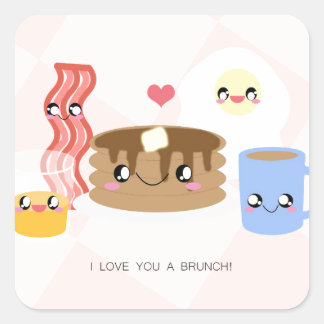 Adesivo Quadrado Love You a Brunch Stickers (Folha de 20)