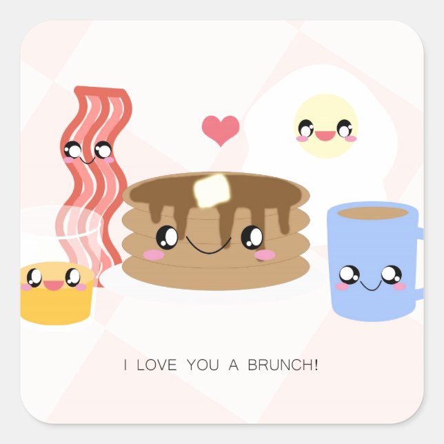 Adesivo Quadrado Love You a Brunch Stickers (Folha de 20) (Frente)