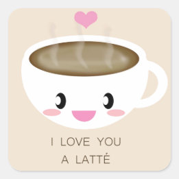 Adesivo Quadrado Love You a Latté Sticker (Folha de 20)