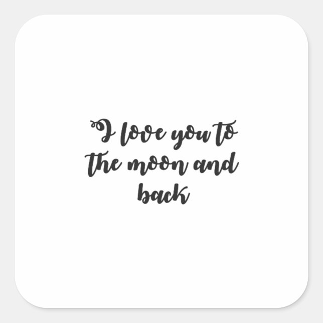 Adesivo Quadrado Love You To The Moon And Back Minimal Design  (Frente)